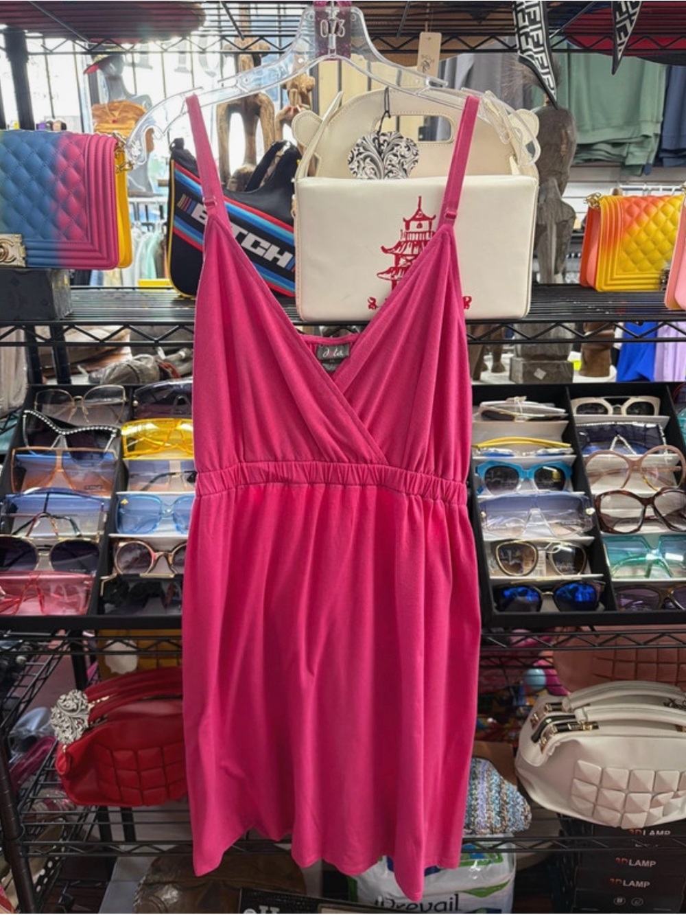 Dots Hot Pink Sleeveless V-Neck Romper